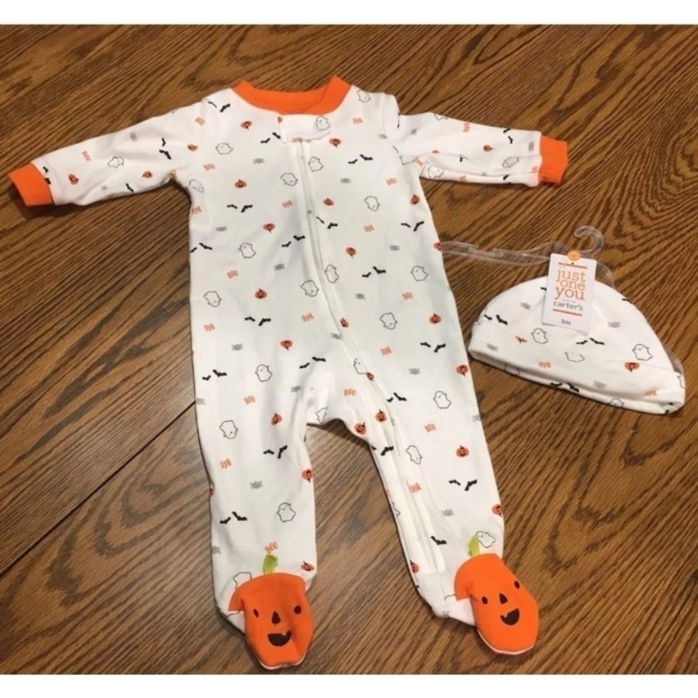 NWT Carter's Just One You Halloween One Piece w/ Hat Infant Size 6M Baby Fall - Picture 2 of 6
